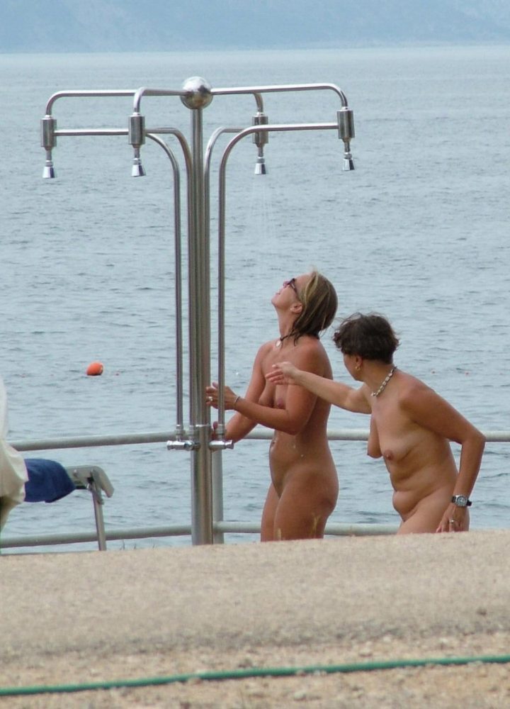 Nudists family nude beach.