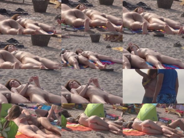 Voyeur Naked woman looks good on beach