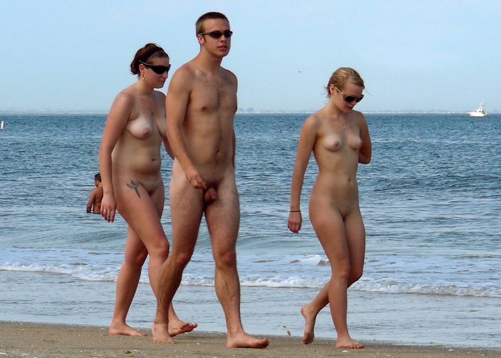 Nudists family nude beach.