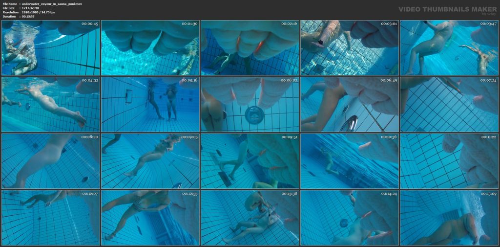 Underwater voyeur in sauna pool.
