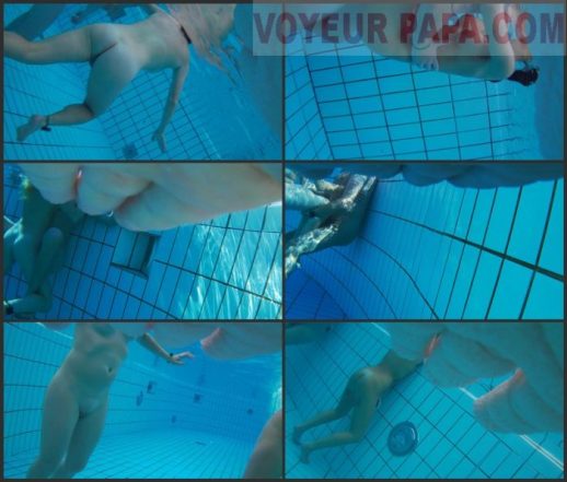 Underwater scenes of the nude chicks in the sauna pool