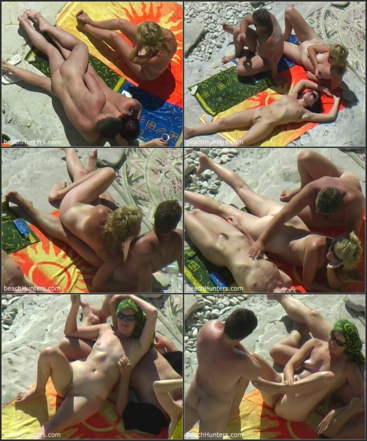 Voyeur caught group sex on a beach