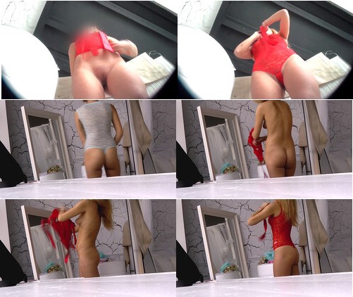 Hidden camera captures amazing tits with tan lines