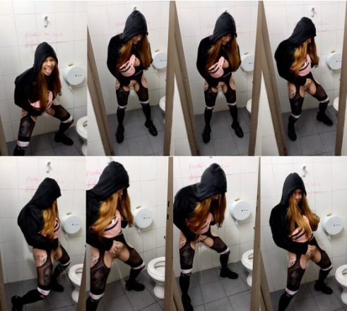 Women Hovering Over the Toilet