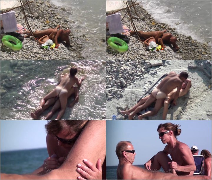 She rides her boyfriend on the beach