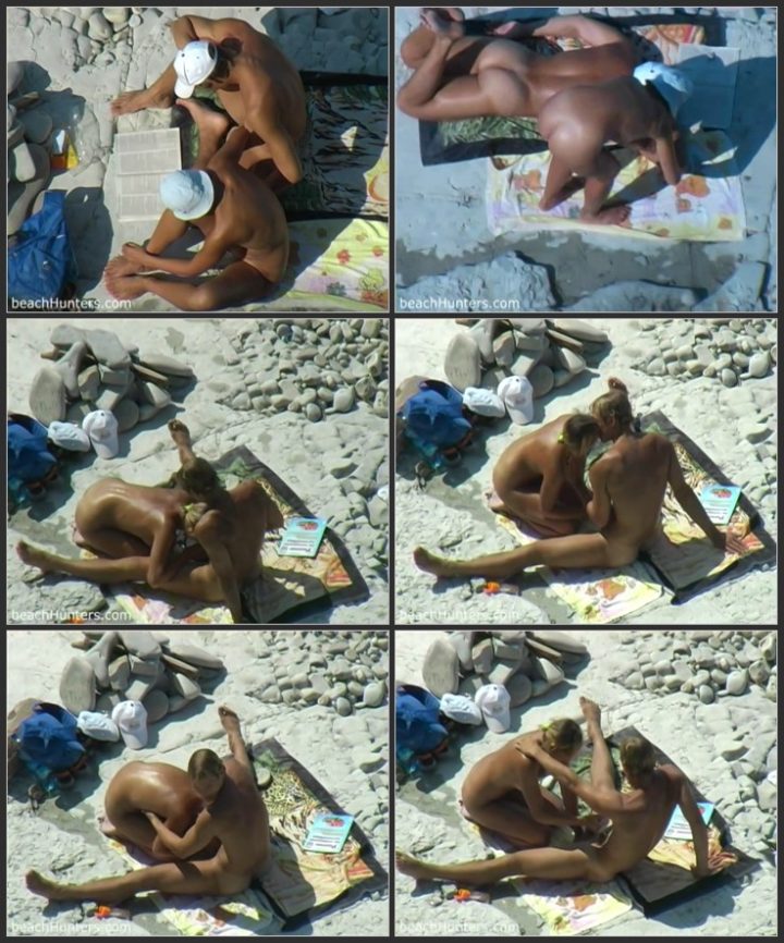 A blowjob on the rocky beach