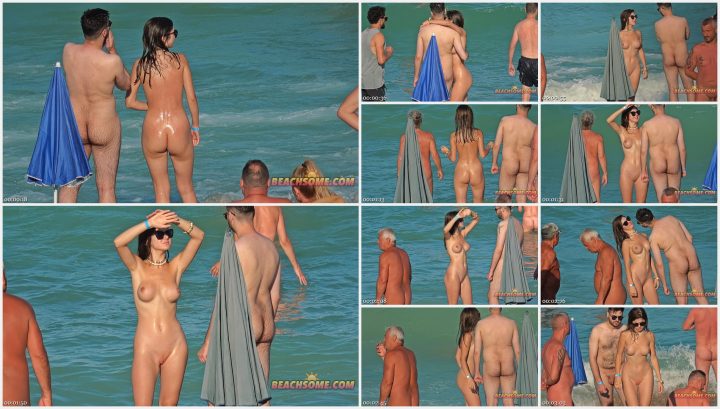 Stunning girl arrives on nudist beach