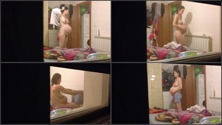 Great window angle for spying pregnat girl