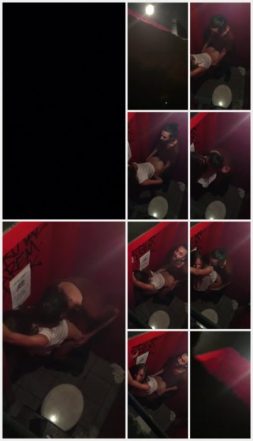 Wild fucking in public toilet caught by voyeur
