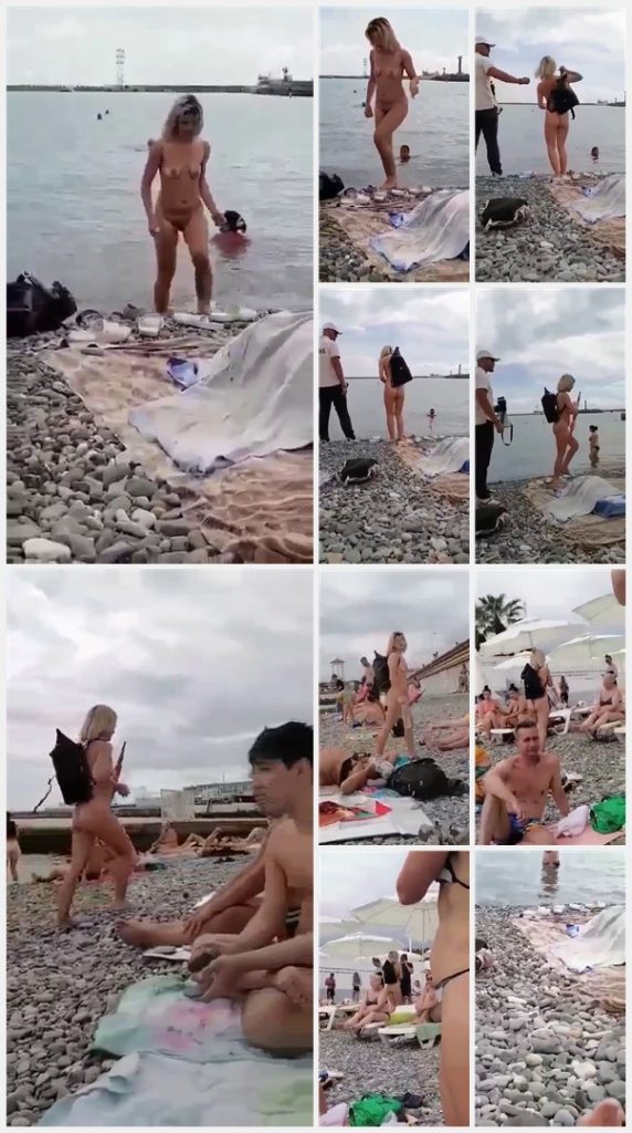 Naked Woman On The Public Beach Voyeurpapa