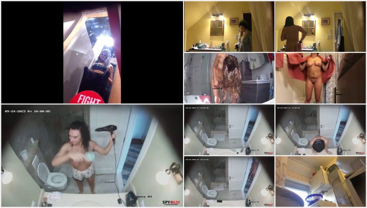Hidden camera caught her dress and undress before shower