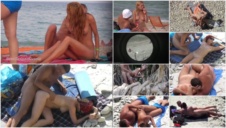 Horny couple voyeured on the beach