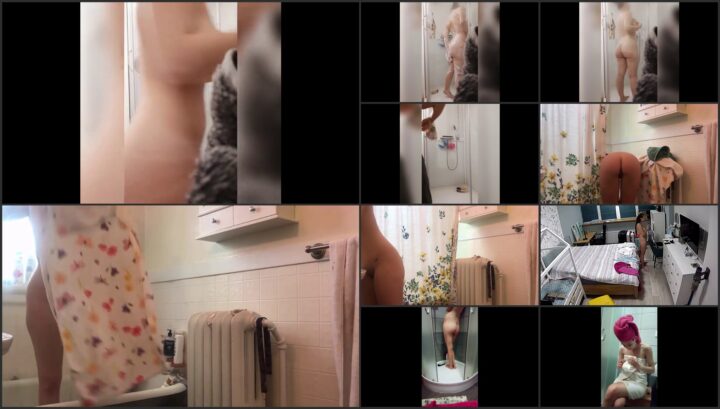 Hidden camera caught her dress and undress before shower 222