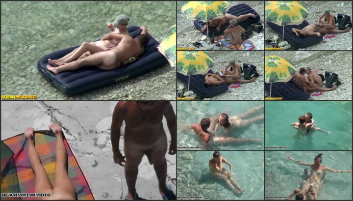 Horny couple fucking on a public beach