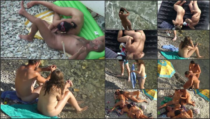 Voyeur zooms on a couple fucking