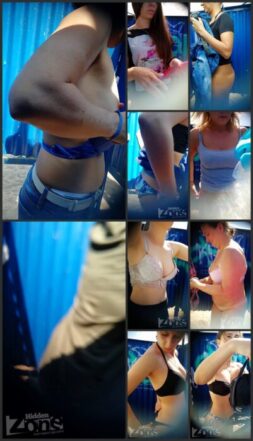 Spying girls in the beach cabin 53