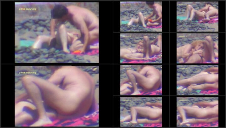 Sweet couple spied on the beach