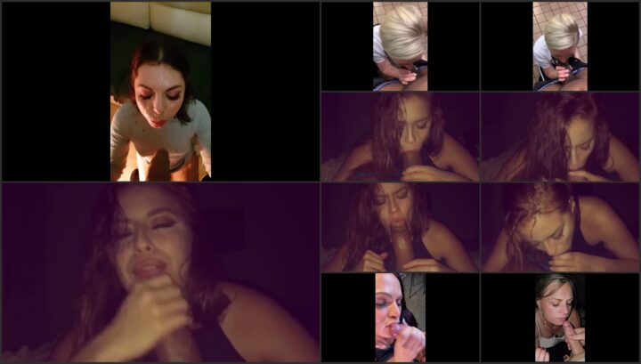 Slut sucks dick and takes cum on her tattooed face