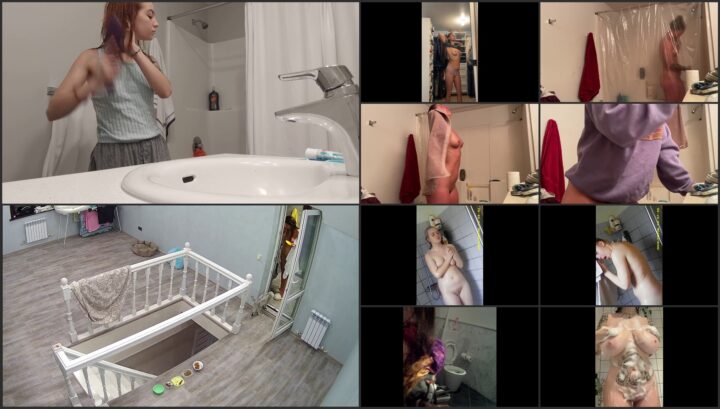 Hidden camera caught her dress and undress before shower 298