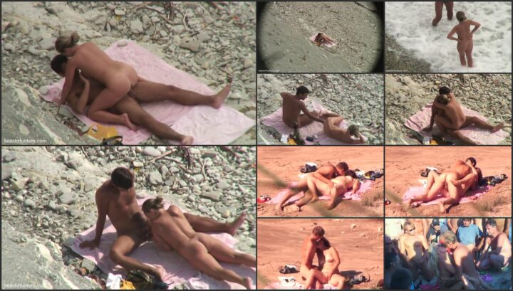 Nudists caught while having clumsy sex on the rocks