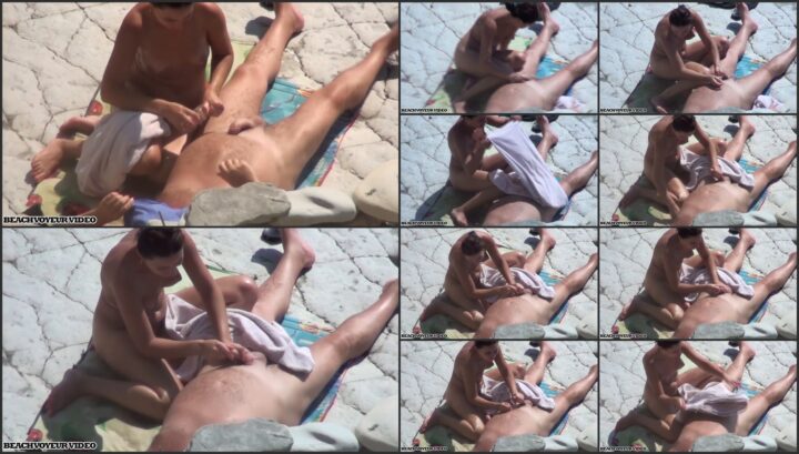 Older nudist gets a handjob