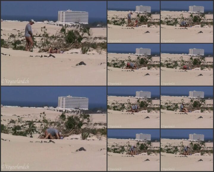 Nudist couple cuddling and kissing