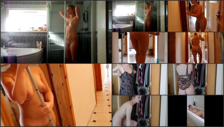 Hidden camera caught her dress and undress before shower 350
