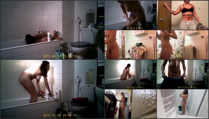 Hidden camera caught her dress and undress before shower 386