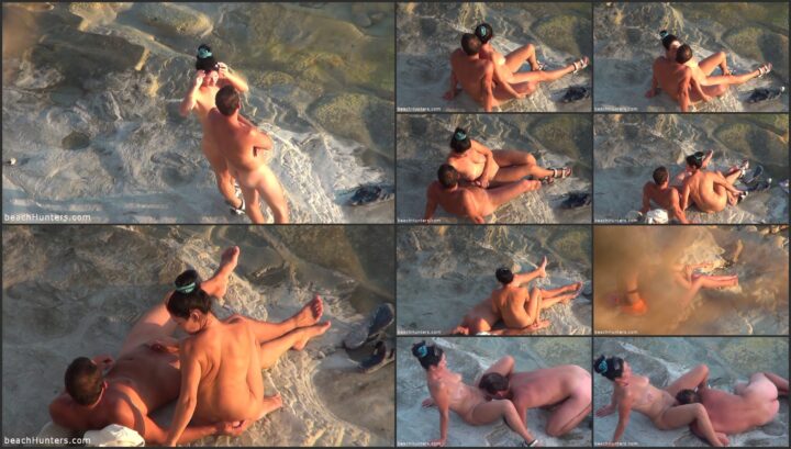Cuddling her into beach sex